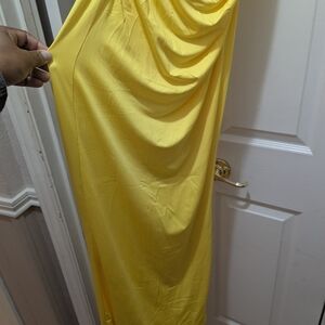 Sunny Yellow Draped Maxi Dress